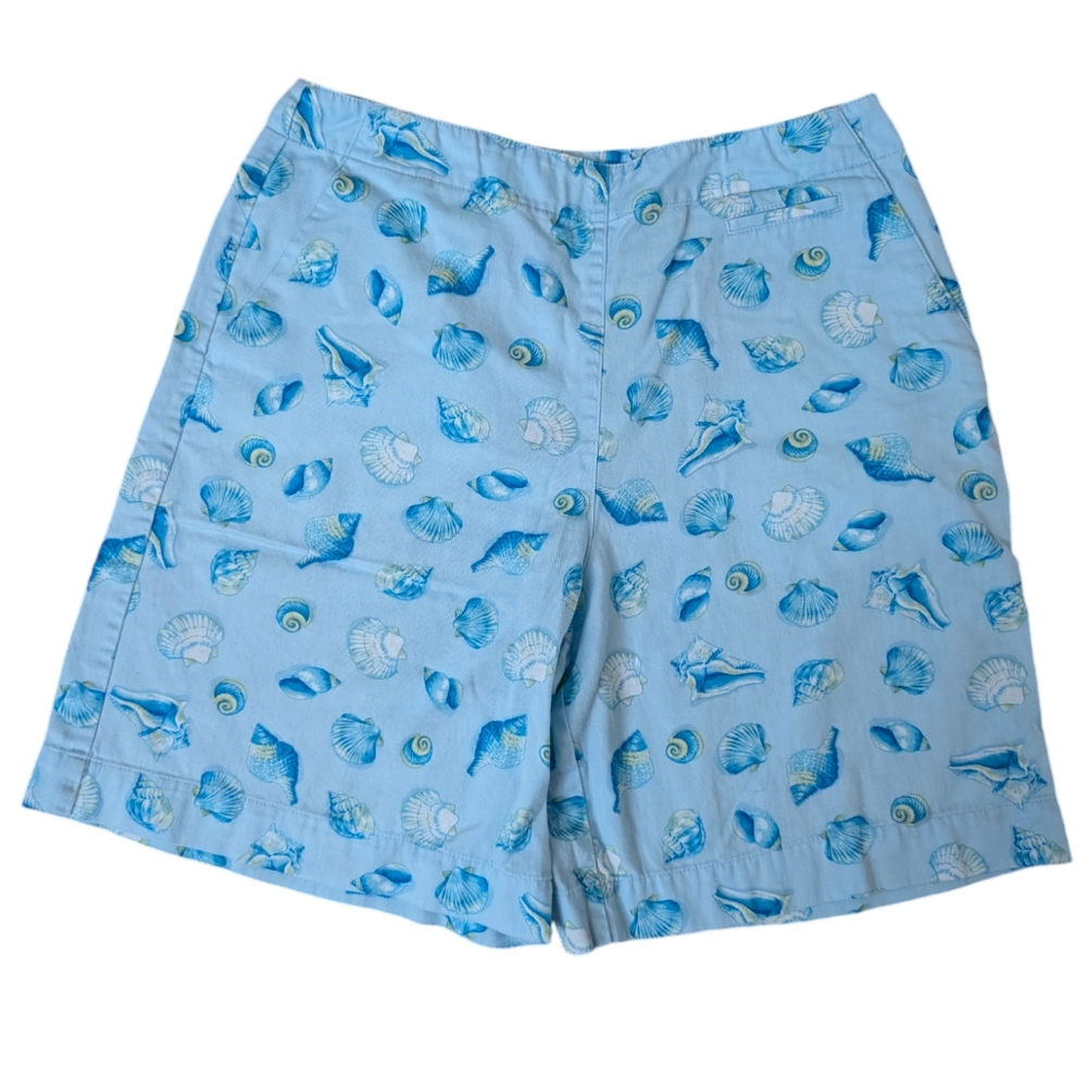 Talbots Blue Seashell High Waisted Chino Shorts Size 10 Petite